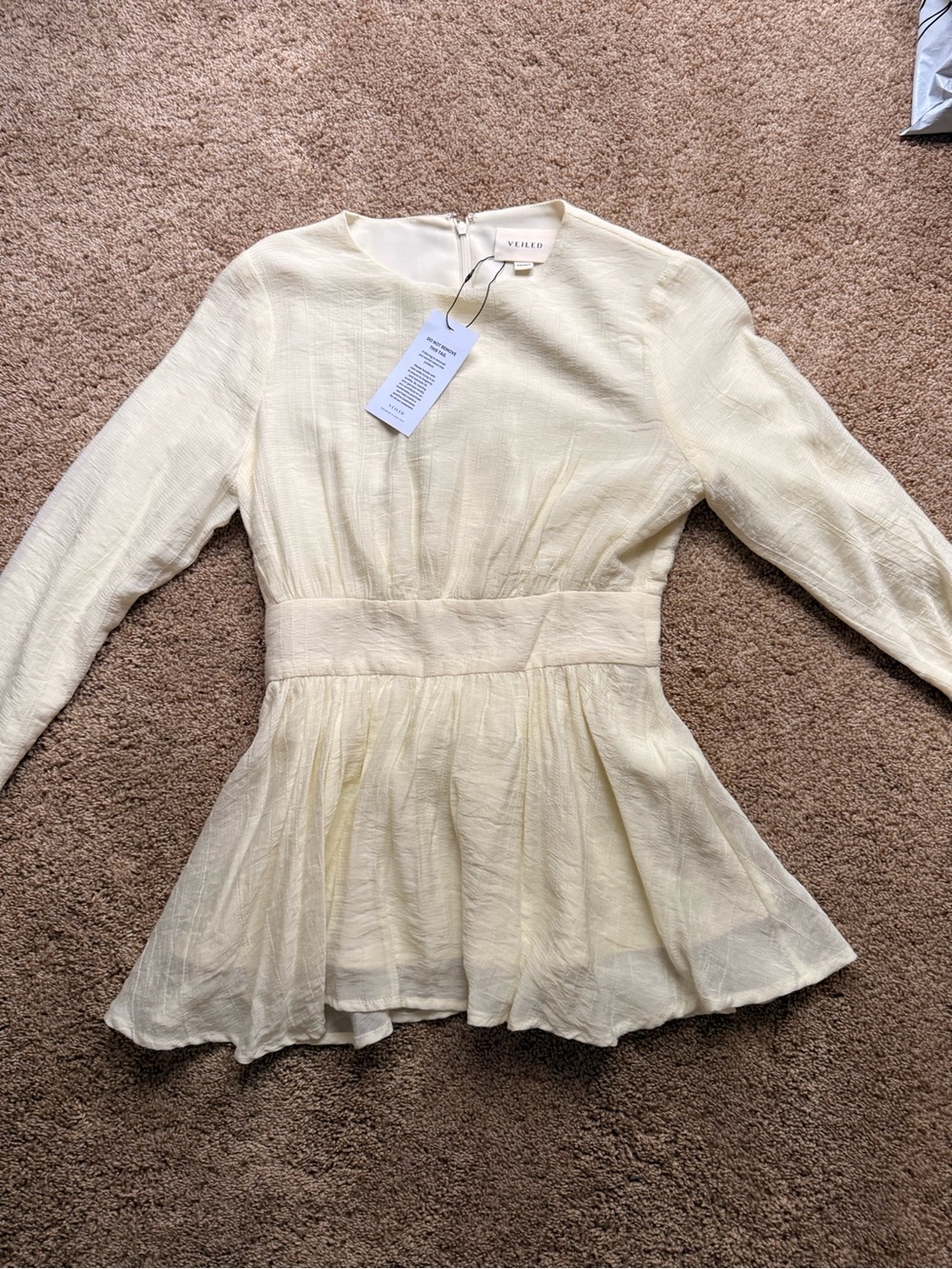 VEILED Cream Long-Sleeve Blouse